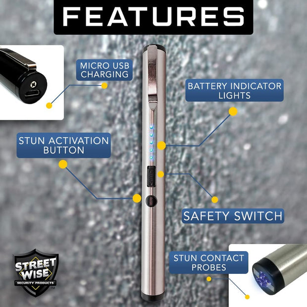 Streetwise Schmerzstift 15 cm, wiederaufladbare Taserpistole mit 25M Reichweite - My Home Security