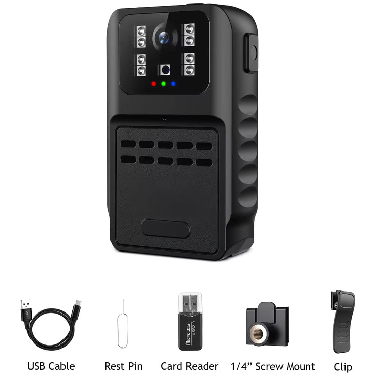 WLAN Nachtsicht-Körperkamera für Polizei mit Akku, 1080p HD - My Home Security