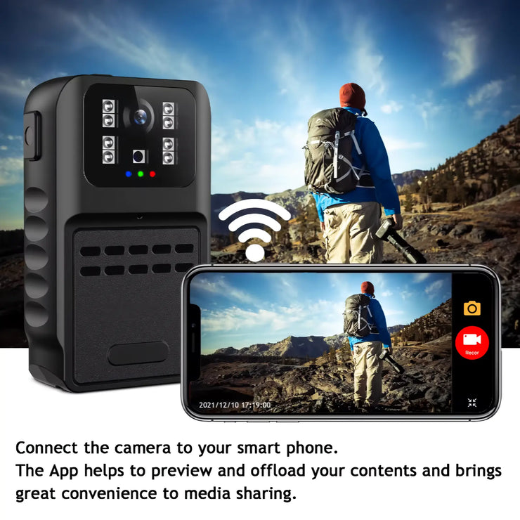 WLAN Nachtsicht-Körperkamera für Polizei mit Akku, 1080p HD - My Home Security